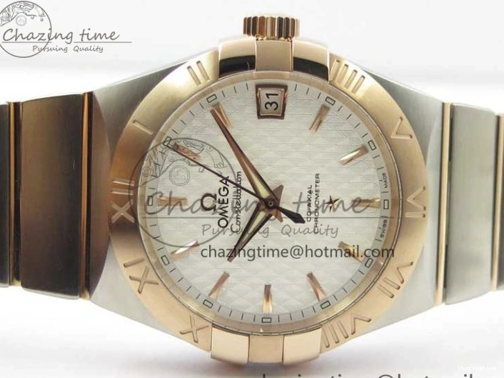 0208 Stylish Constellation 38mm SS RG VSF 1:1 Best Edition WhiteTextured Dial on SS RG Bracelet A8500 Super Clone 7921